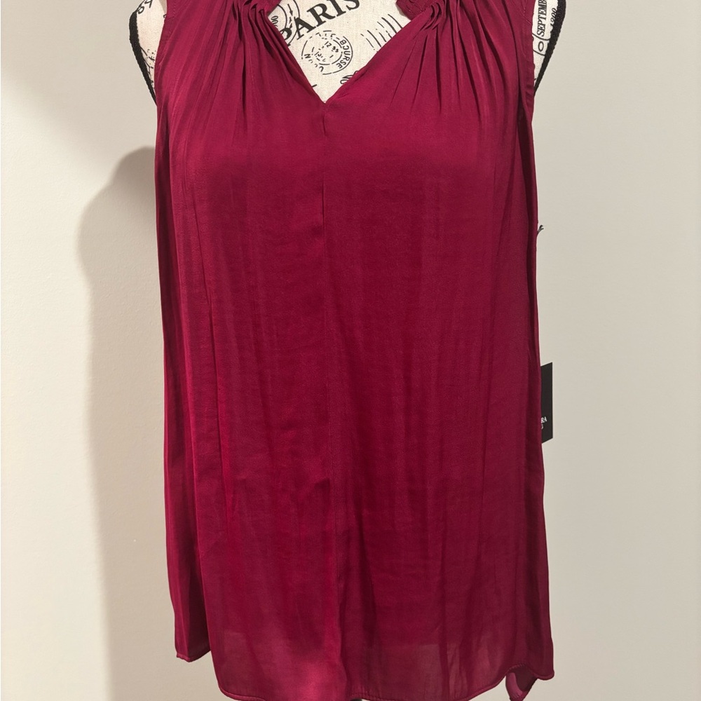 Vera Wang Deep Red Sleeveless Blouse